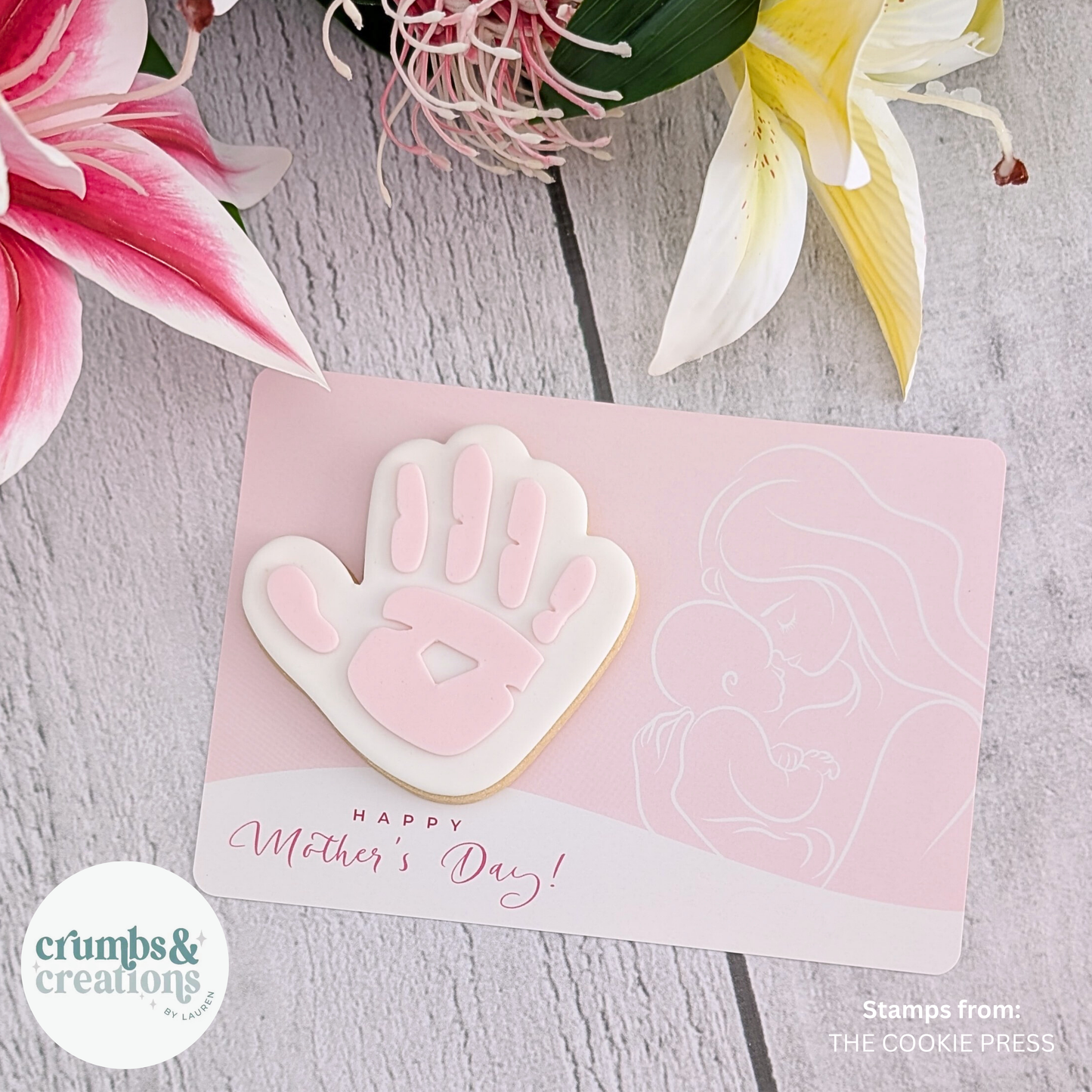 [Food Safe] Mum With Baby - Hold Hand - Double Sided Designs - Horizontal Cookie Cards - 25 Pack