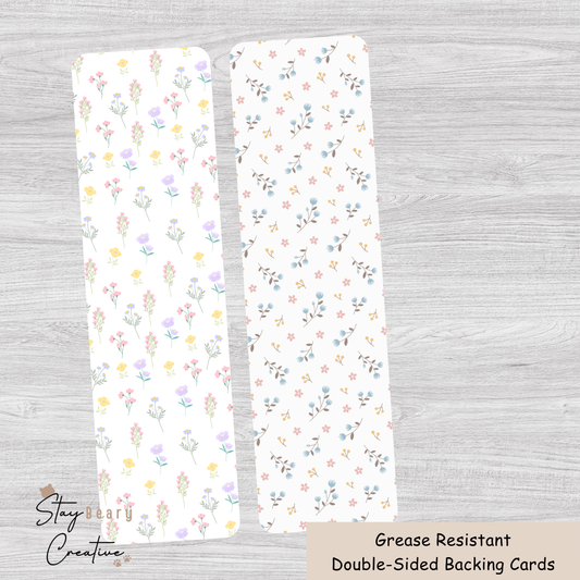 [Food Safe] Floral Pattern - Double Sided Designs - Backing Cards - 25 Pack