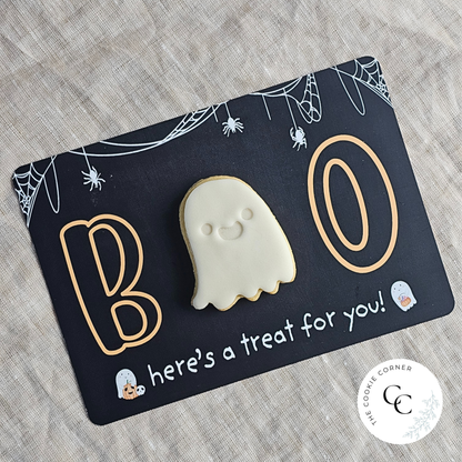 [Food Safe] Boo - Happy Halloween - Double Sided Designs - Horizontal Cookie Cards - 25 Pack
