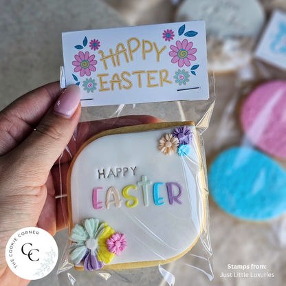 [Food Safe] Easter Flowers or Bunny - Double Sided Designs - Mini Bag Toppers - 25 Pack