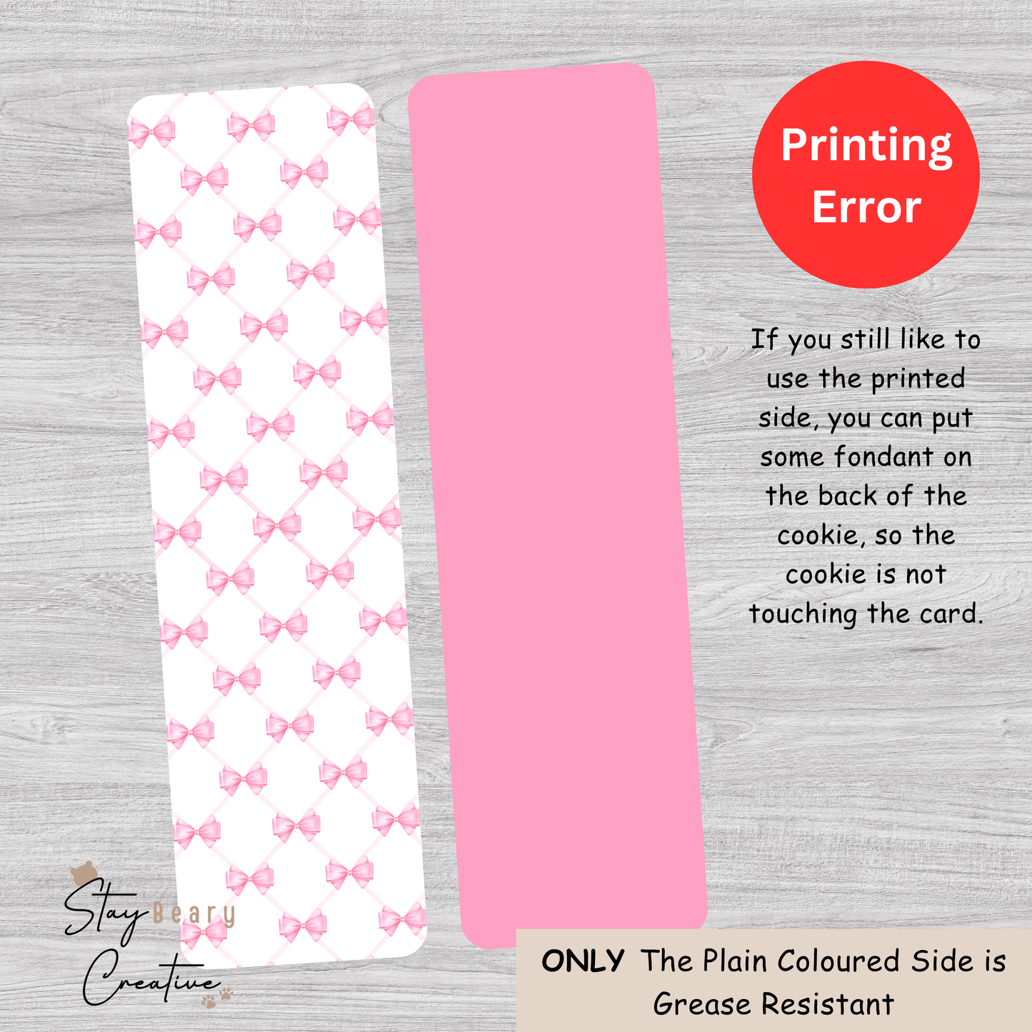 [Clearance] Pink Bows - Long Backing Cards - 25 Pack