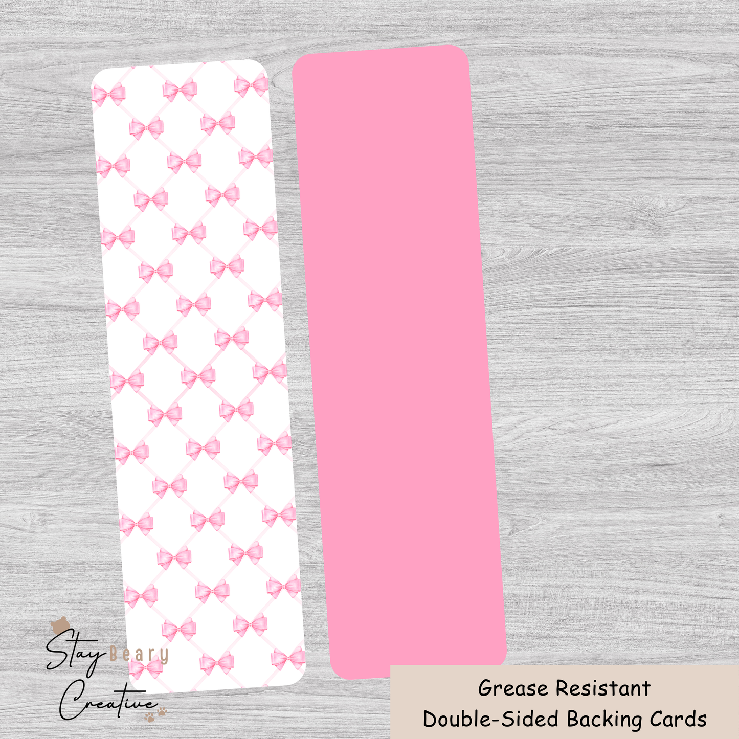 [Reprints] Pink Bows - Long Backing Cards - 25 Pack