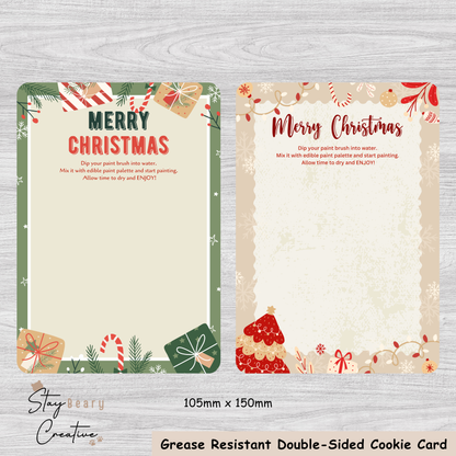 [Food Safe] Christmas Paint Your Own - Double Sided Designs - Vertical Cookie Cards - 25 Pack