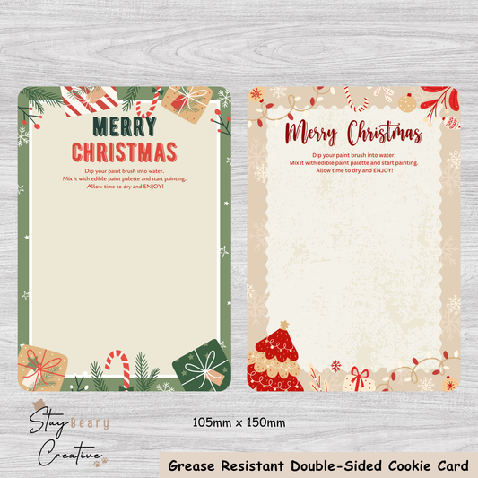 [Food Safe] Christmas Paint Your Own - Double Sided Designs - Vertical Cookie Cards - 25 Pack