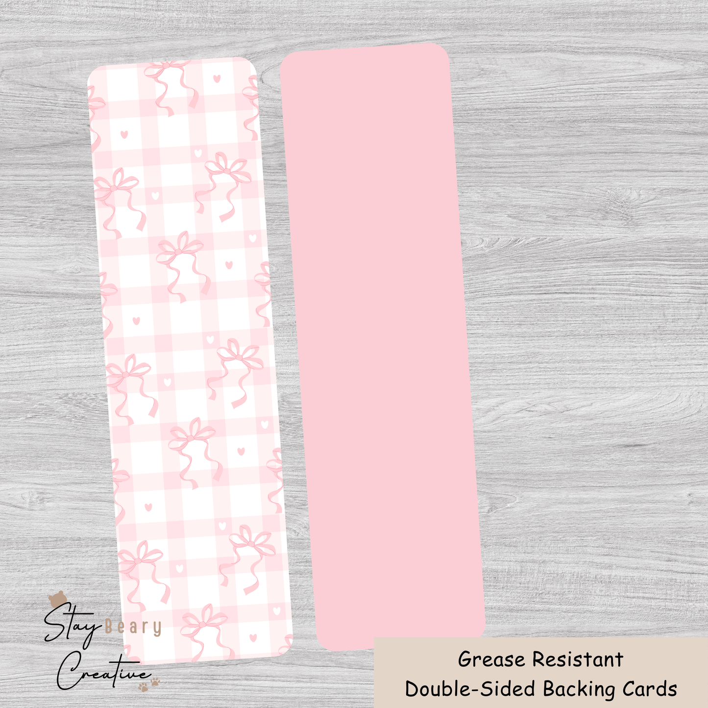 [Reprints] Light Pink Bows - Long Backing Cards - 25 Pack