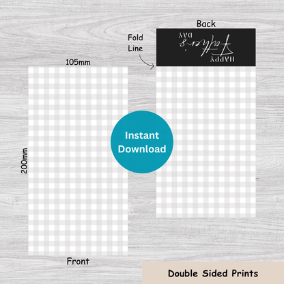 [DIGITAL] Happy Father's Day - Black/Grey Gingham - Double Sided Designs - Folded Bag Toppers