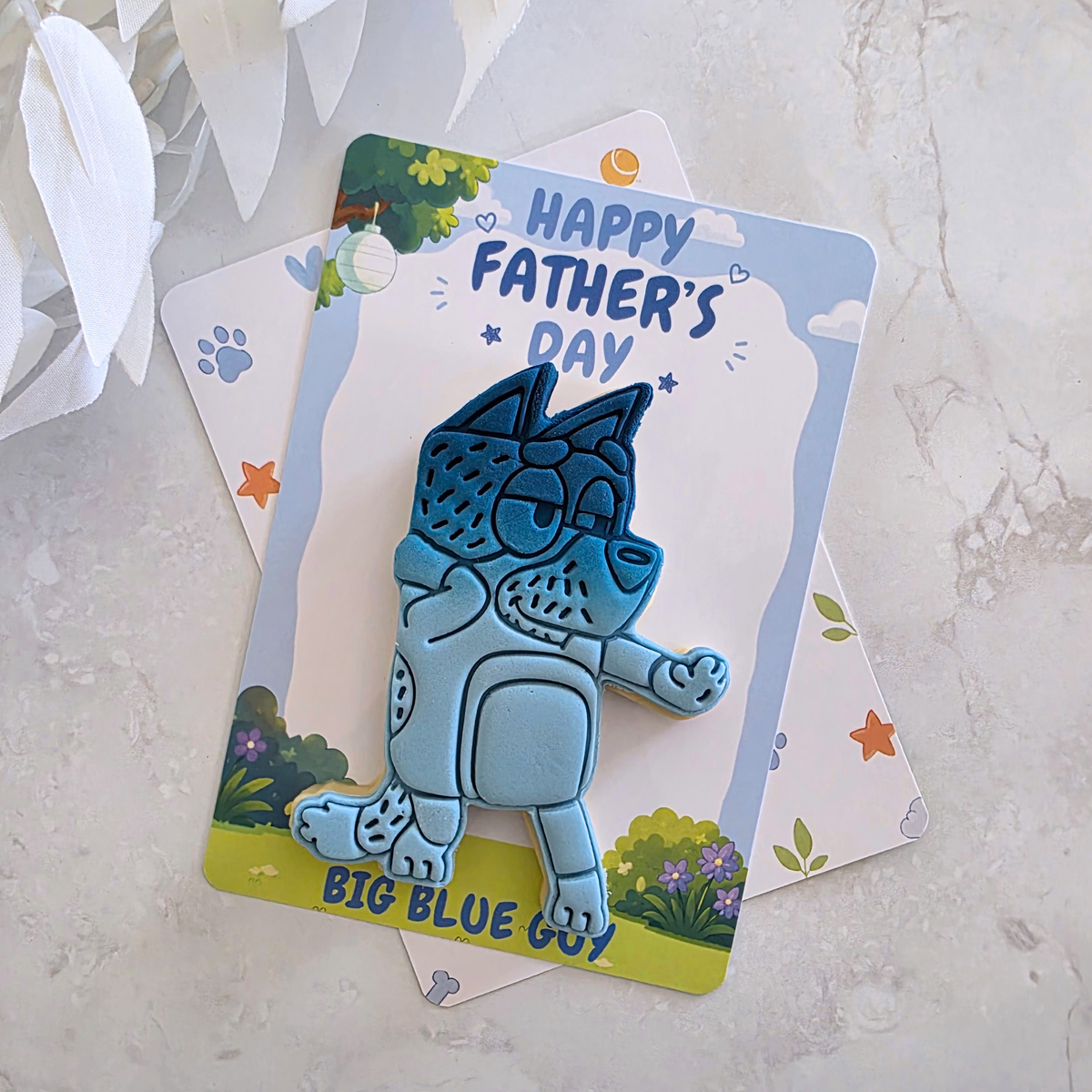 [Food Safe] Big Blue Guy Father's Day - Vertical Cookie Cards - 25 Pack