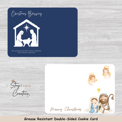 [Food Safe] Christmas Blessing - Nativity - Double Sided Designs - Horizontal Cookie Cards - 25 Pack