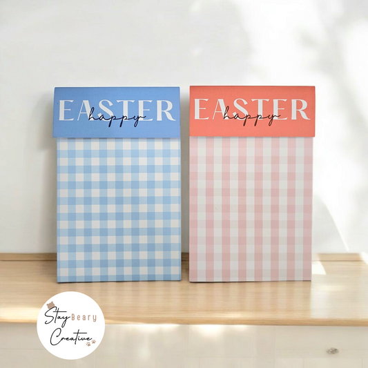 [Printing Samples] Easter Blue & Orange Gingham - Folded Bag Toppers - 25 Pack