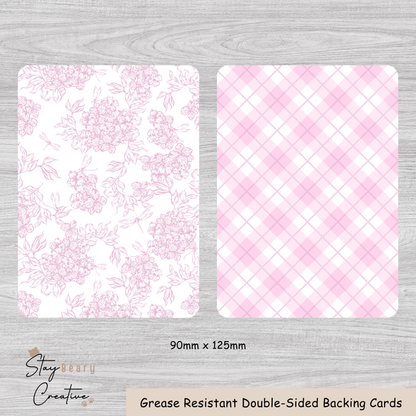 [Food Safe] Pink Floral or Tartan - Double Sided Designs - Backing Cards - 25 Pack