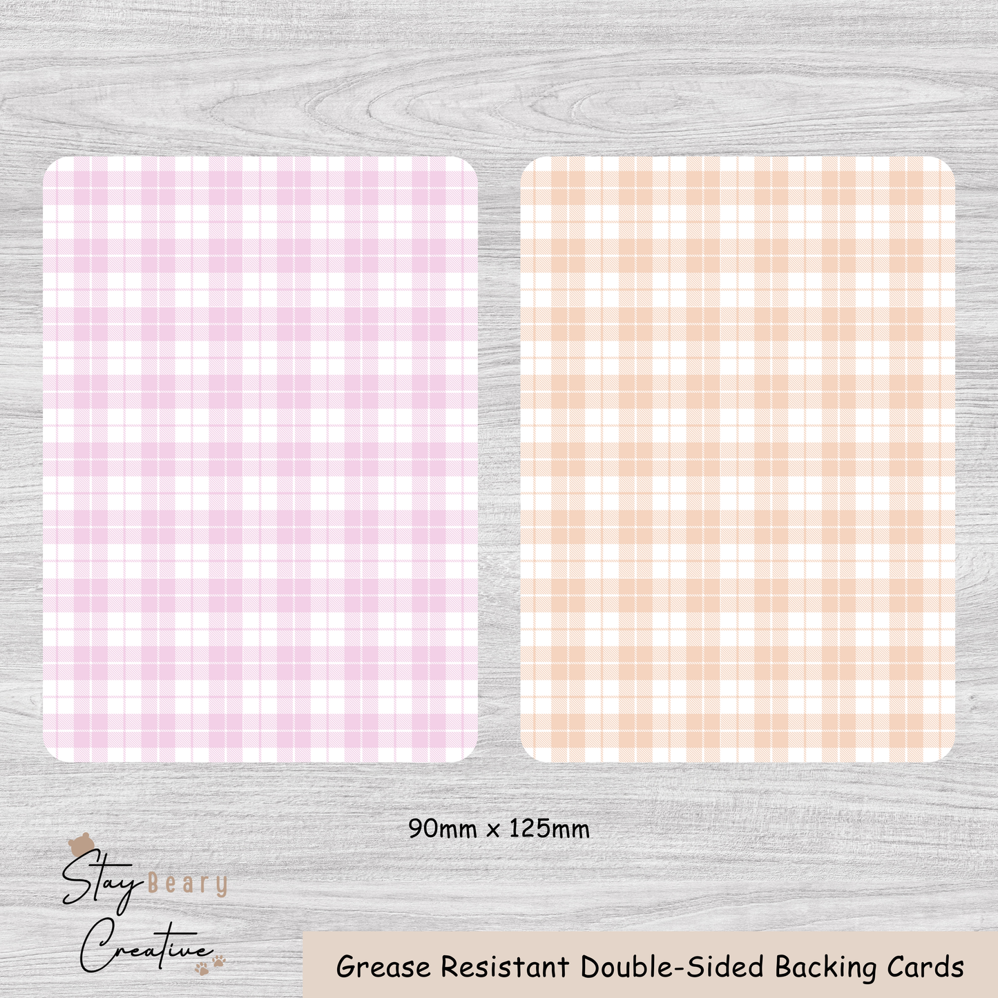 [Food Safe] Pink or Orange Tartan - Double Sided Designs - Backing Cards - 25 Pack