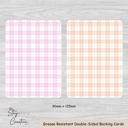 [Food Safe] Pink or Orange Tartan - Double Sided Designs - Backing Cards - 25 Pack