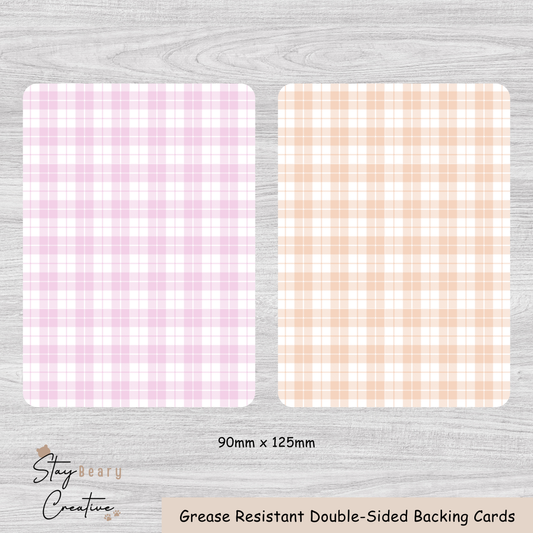 [Food Safe] Pink or Orange Tartan - Double Sided Designs - Backing Cards - 25 Pack