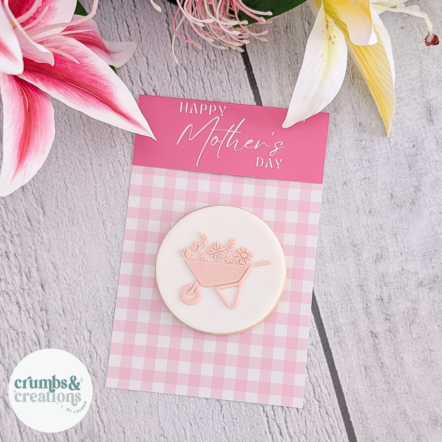 [Food Safe] Mother's Day Pink or Purple Gingham - Double Sided Designs - Folded Bag Toppers - 25 Pack