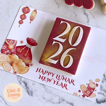 [Food Safe] Happy Lunar New Year - Lantern - Double Sided Designs - Horizontal Cookie Cards - 25 Pack