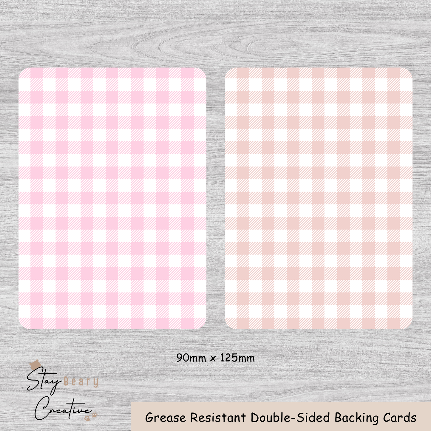 [Food Safe] Pink or Beige Tartan - Double Sided Designs - Backing Cards - 25 Pack