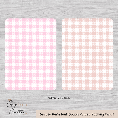 [Food Safe] Pink or Beige Tartan - Double Sided Designs - Backing Cards - 25 Pack