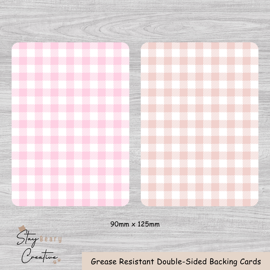 [Food Safe] Pink or Beige Tartan - Double Sided Designs - Backing Cards - 25 Pack