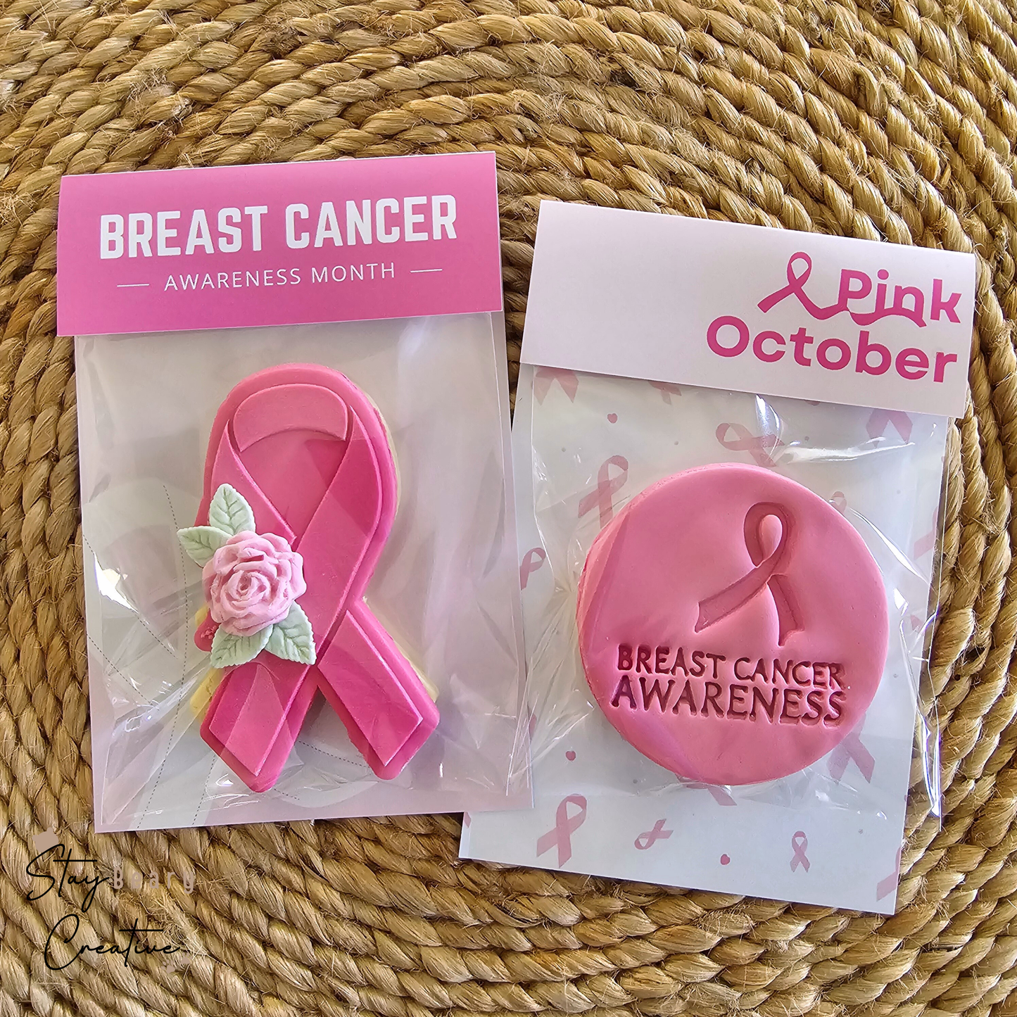 [Food Safe] Breast Cancer Awareness - Pink October  - Double Sided Designs - Folded Bag Toppers - 25 Pack