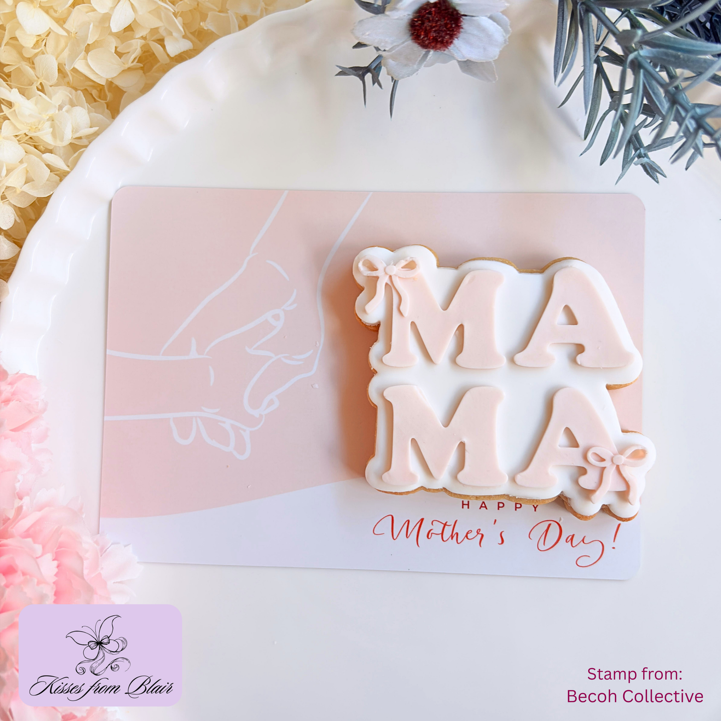[Food Safe] Mum With Baby - Hold Hand - Double Sided Designs - Horizontal Cookie Cards - 25 Pack