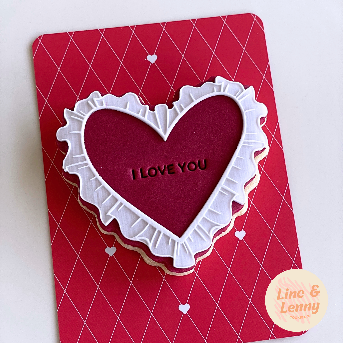 [Food Safe] Red Diamond Hearts and Stripe - Double Sided Designs - Backing Cards - 25 Pack