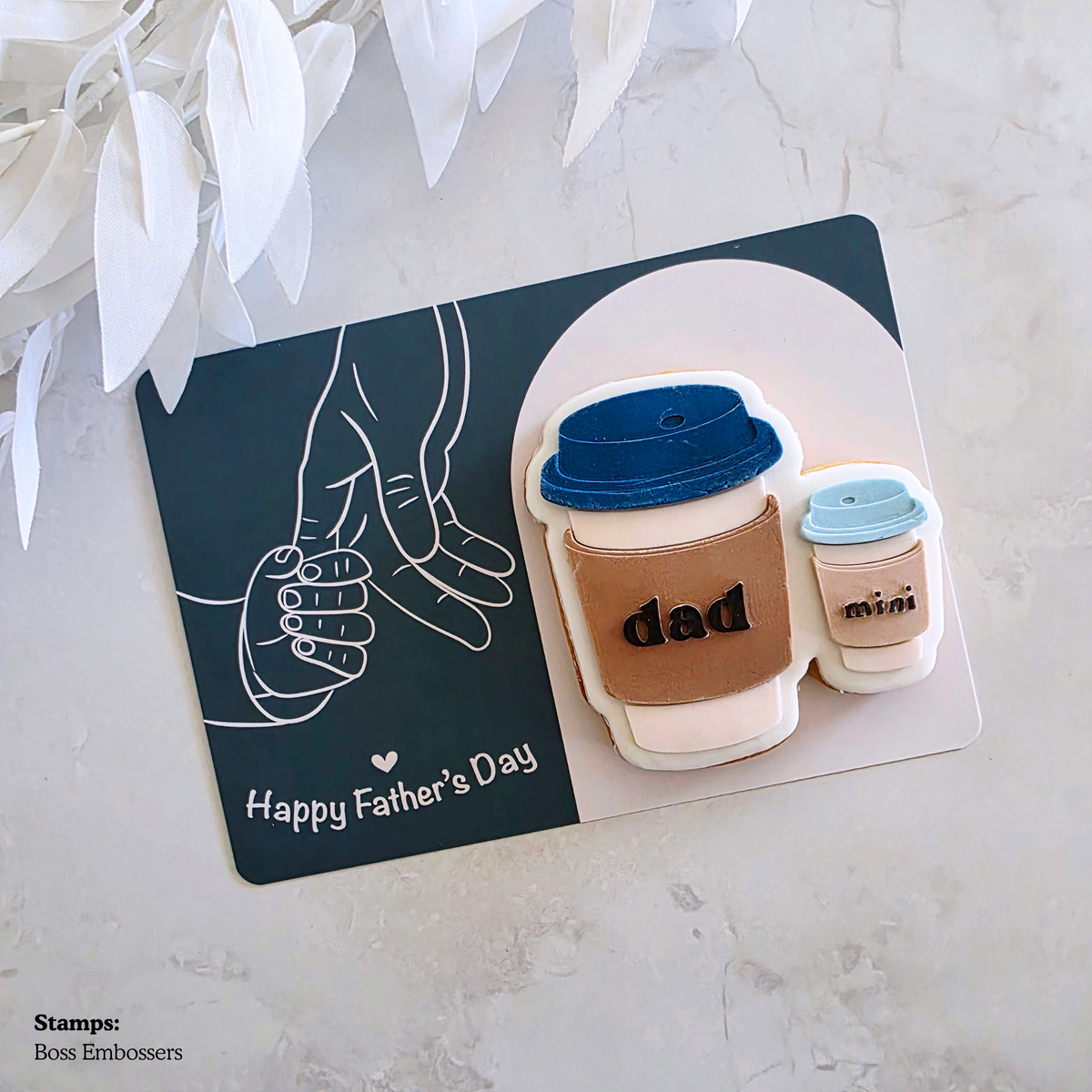 [Food Safe] Father And Kid's Hand - Horizontal Cookie Cards - 25 Pack
