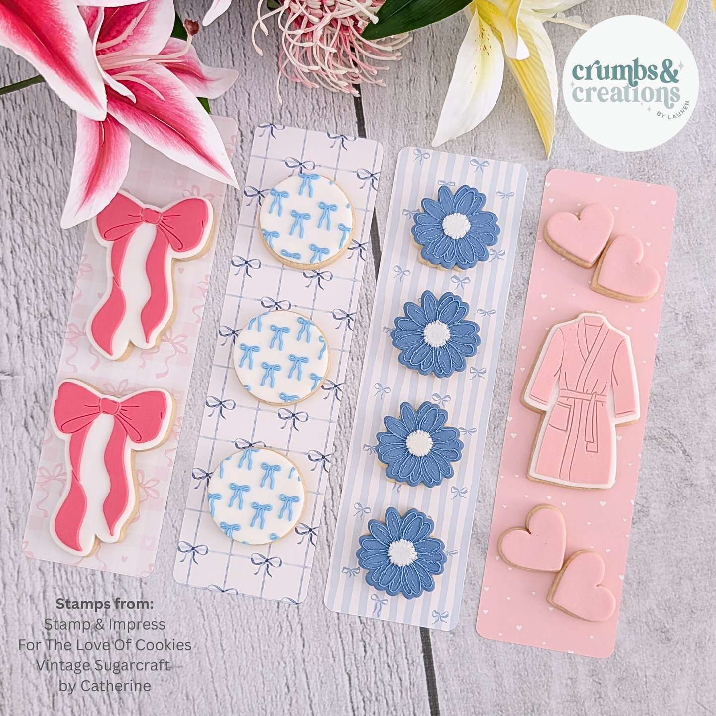 [Reprints] Blue Bows - Double Sided Designs - Long Backing Cards - 25 Pack