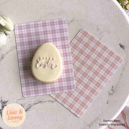 [Food Safe] Pink or Orange Tartan - Double Sided Designs - Backing Cards - 25 Pack