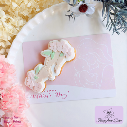 [Food Safe] Mum With Baby - Hold Hand - Double Sided Designs - Horizontal Cookie Cards - 25 Pack