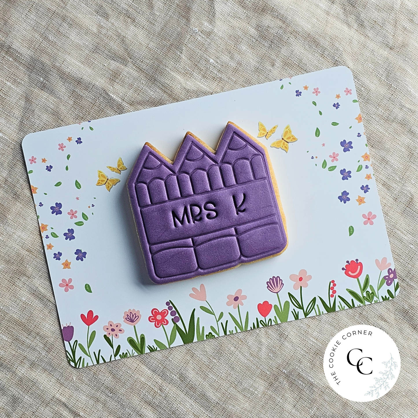 [Food Safe] Thank You For Helping Me Grow - Flower Background - Double Sided Designs - Horizontal Cookie Cards - 25 Pack