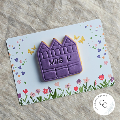 [Food Safe] Thank You For Helping Me Grow - Flower Background - Double Sided Designs - Horizontal Cookie Cards - 25 Pack