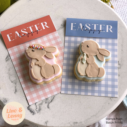 [Food Safe] Easter Blue or Orange Gingham - Double Sided Designs - Folded Bag Toppers - 25 Pack
