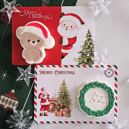 [Food Safe] Santa Clause - Merry Christmas - Double Sided Designs - Horizontal Cookie Cards - 25 Pack