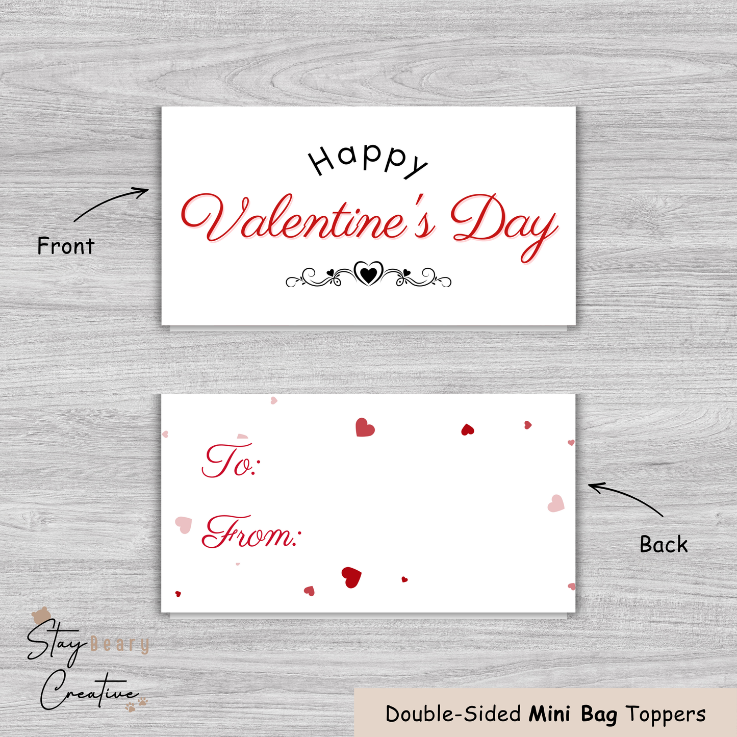 [Food Safe] Happy Valentine's Day - All You Need Is Love -  Double Sided Designs - Mini Bag Toppers - 25 Pack