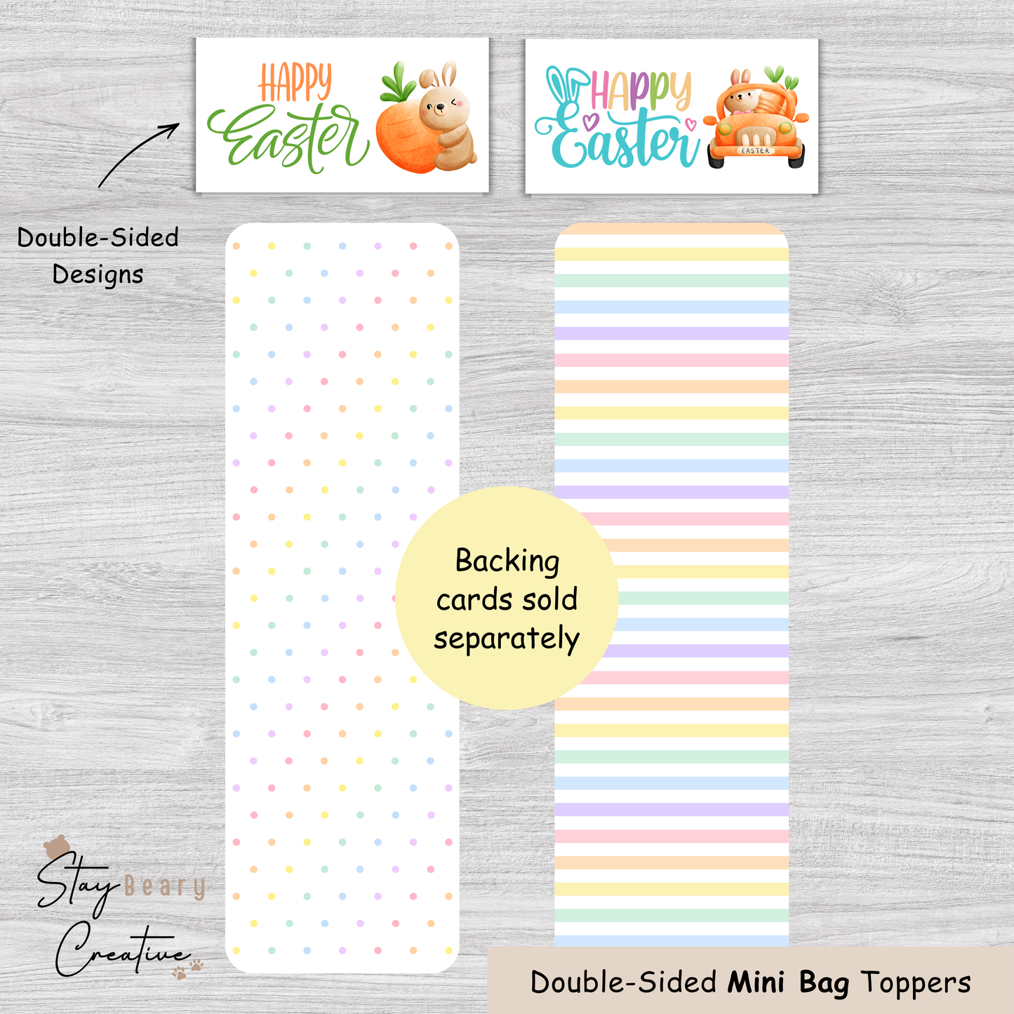 [Food Safe] Happy Easter - Double Sided Designs - Mini Bag Toppers - 25 Pack