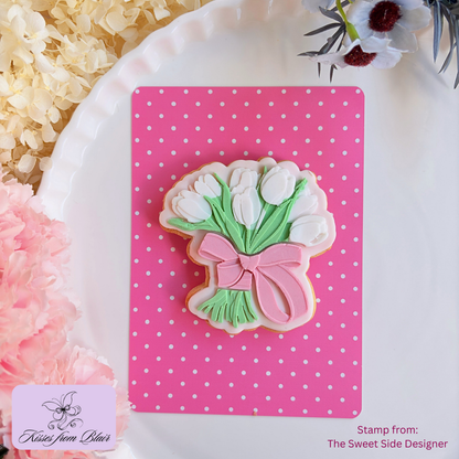 [Food Safe] Mum, I Love YOU - Pink Dot Pattern - Double Sided Designs - Horizontal Cookie Cards - 25 Pack