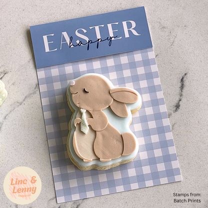 [Food Safe] Easter Blue or Orange Gingham - Double Sided Designs - Folded Bag Toppers - 25 Pack