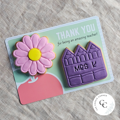 [Food Safe] Thank You For Being My Teacher - Thank You For Being An Amazing Teacher - Double Sided Designs - Horizontal Cookie Cards - 25 Pack