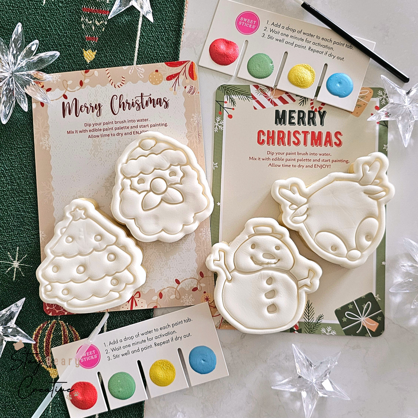 [Food Safe] Christmas Paint Your Own - Double Sided Designs - Vertical Cookie Cards - 25 Pack