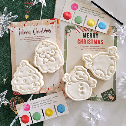 [Food Safe] Christmas Paint Your Own - Double Sided Designs - Vertical Cookie Cards - 25 Pack