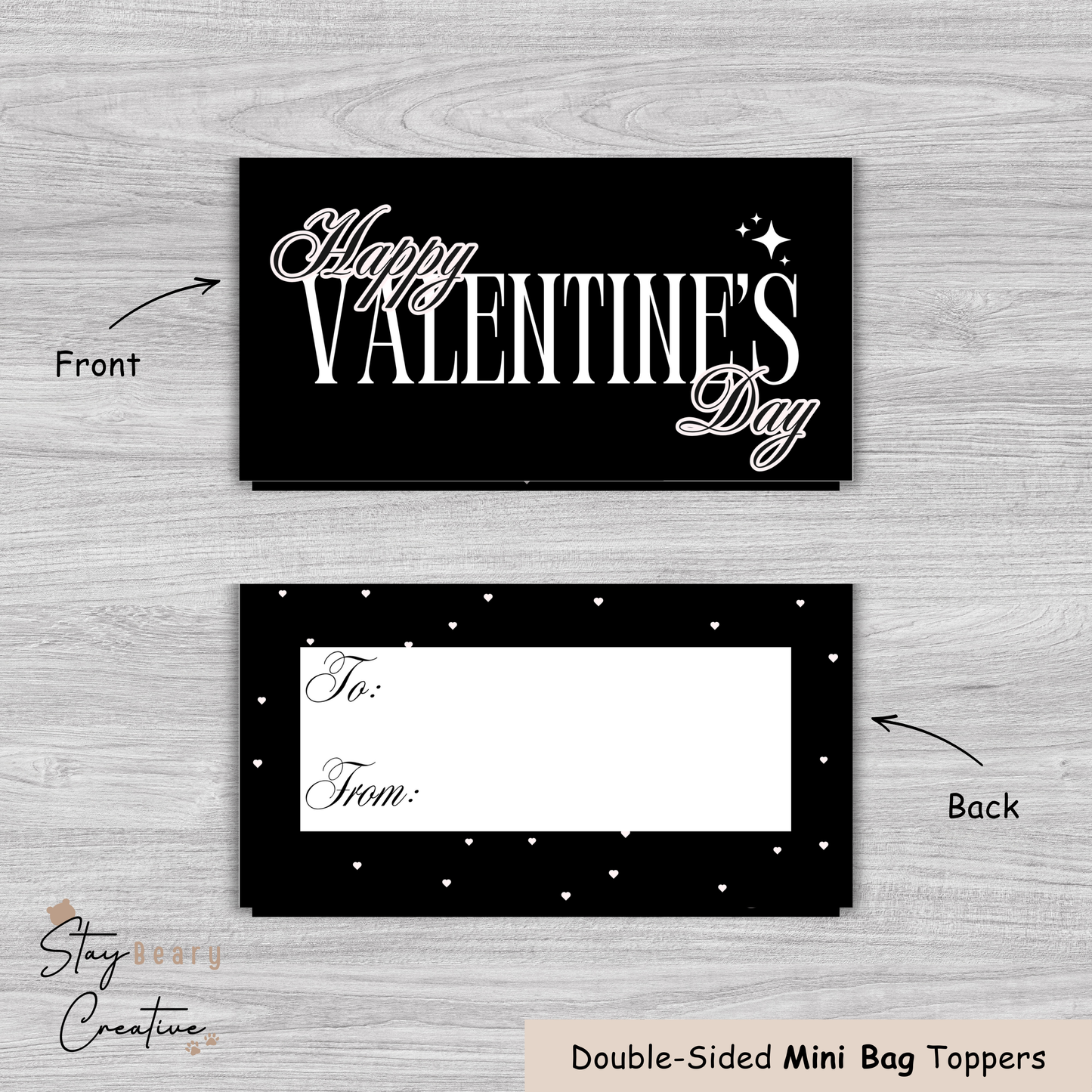 [Food Safe] Happy Valentine's Day - Double Sided Designs - Mini Bag Toppers - 25 Pack