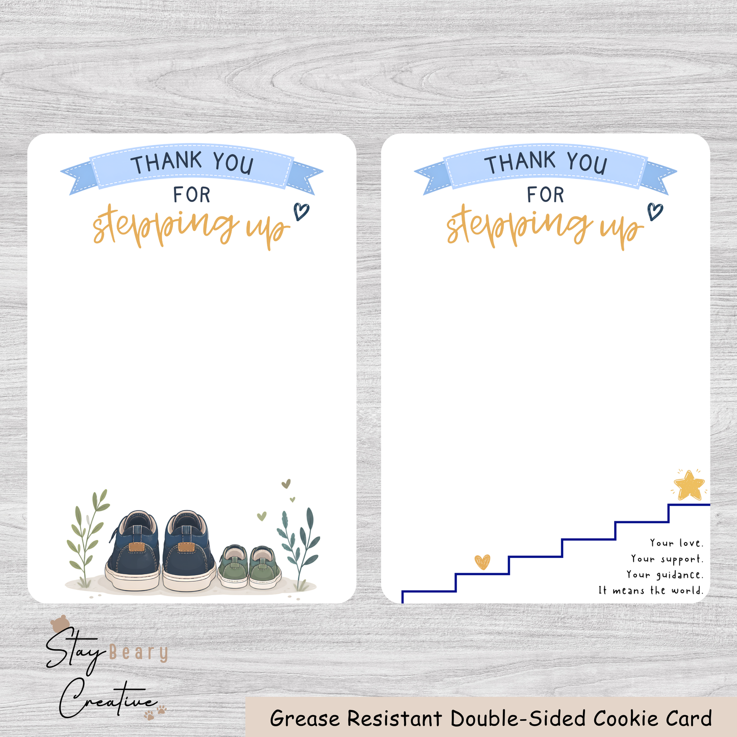 [Food Safe] Thank You For Stepping Up - Vertical Cookie Cards - 25 Pack