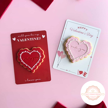 [Food Safe] Will You Be My Valentine? - Happy Valentine's Day - Double Sided Designs - Vertical Cookie Cards - 25 Pack