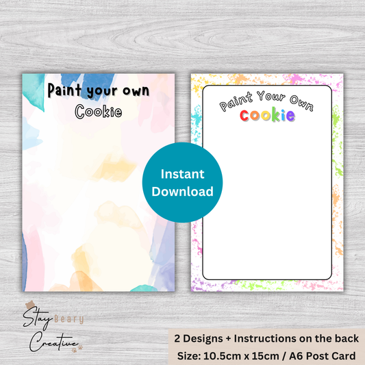 [DIGITAL] Paint Your Own - Double Sided Designs - Cookie Cards - 10.5cm x 15cm - A6/Post Card