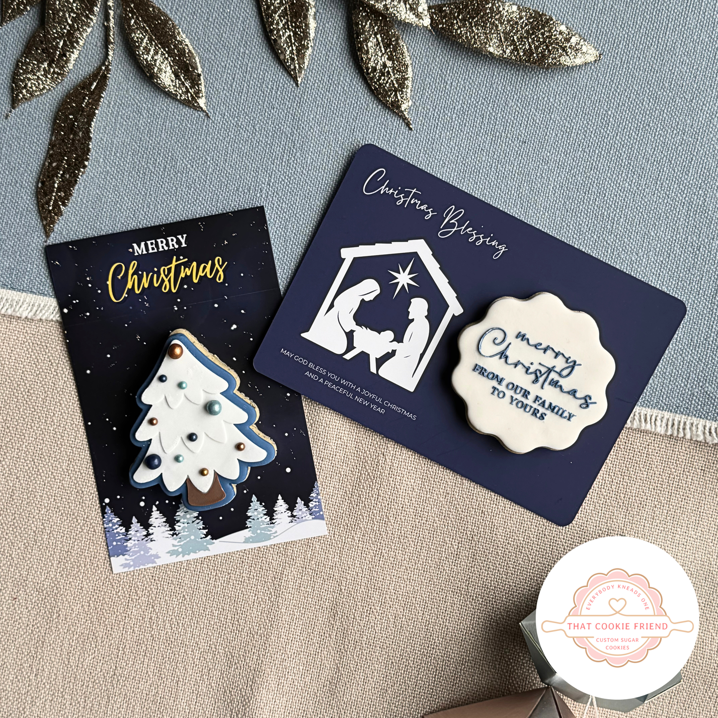 [Food Safe] Christmas Blessing - Nativity - Double Sided Designs - Horizontal Cookie Cards - 25 Pack