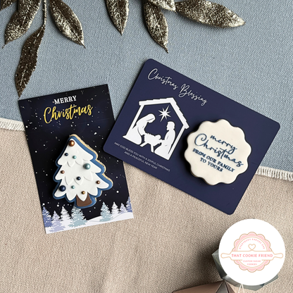 [Food Safe] Christmas Blessing - Nativity - Double Sided Designs - Horizontal Cookie Cards - 25 Pack