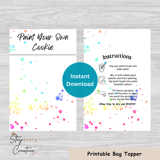 [DIGITAL] Paint Your Own - Rainbow Splatter - Double Sided Prints - Folded Bag Toppers