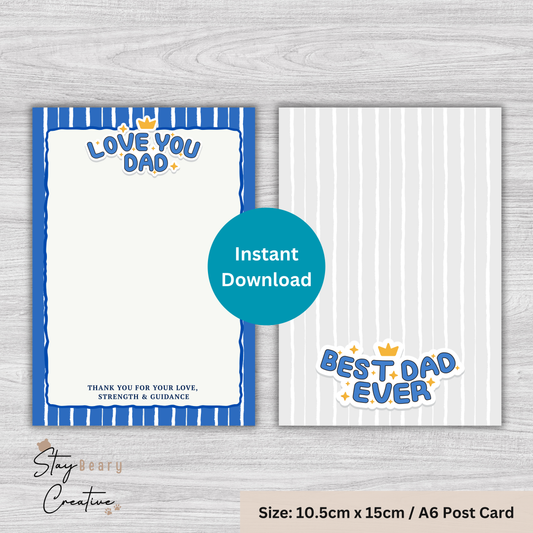 [DIGITAL] Father's Day - Love You Dad - Best Dad Ever - Cookie Cards - 10.5cm x 15cm - A6/Post Card