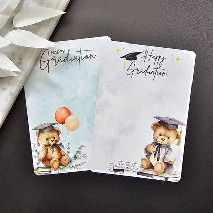 [Food Safe] Graduation Bear - Double Sided Designs - Vertical Cookie Cards - 25 Pack