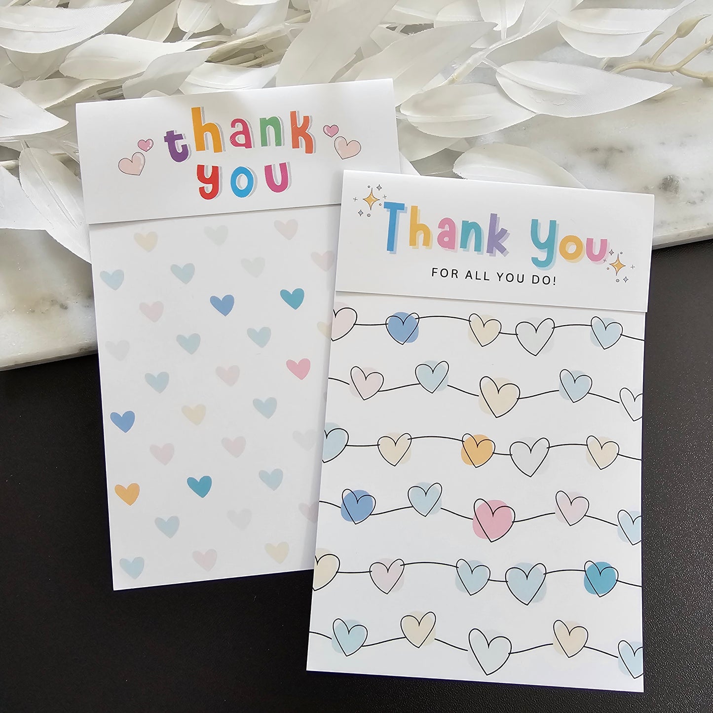 [Food Safe] Thank You - Thank You For All You Do - Double Sided Designs - Folded Bag Toppers - 25 Pack